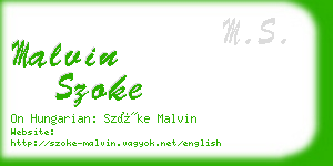 malvin szoke business card